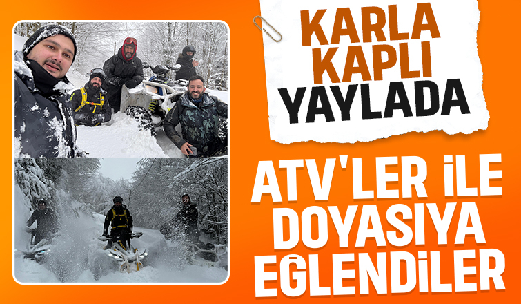 Keremali Yaylası'nda karda ATV kullandılar