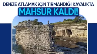 Kerpe'de kayalıkta mahsur kaldı