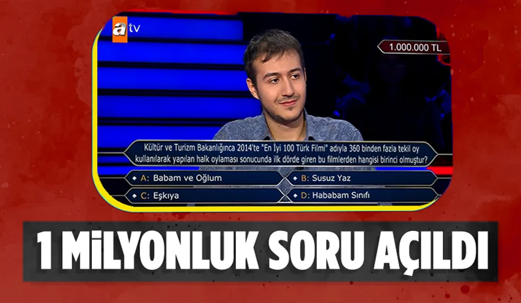 Kim Milyoner Olmak İster'de 1 milyonluk soru açıldı