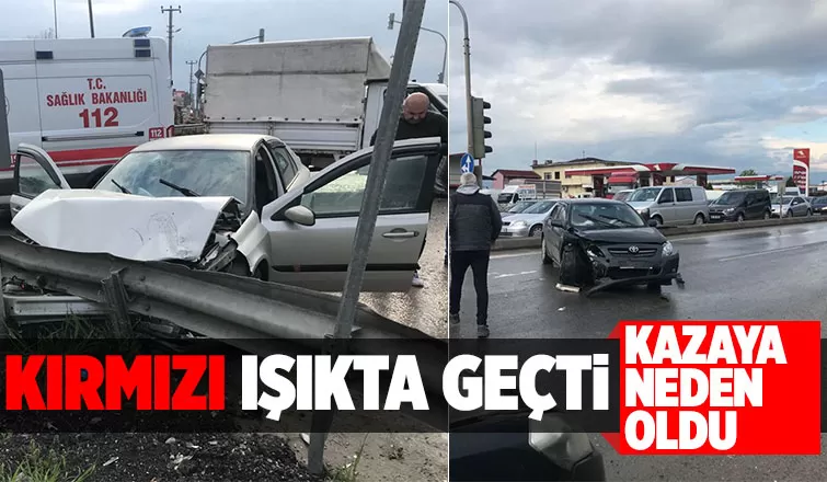 Kırmızı ışık ihlali kazaya neden oldu: 2 yaralı