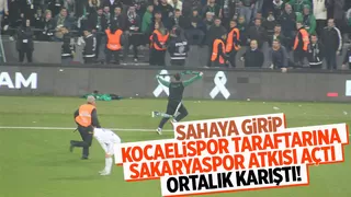 Kocaelispor tribününe Sakaryaspor atkısı açınca ortalık karıştı