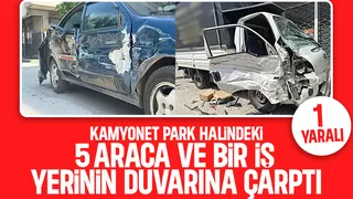 Kontrolden çıkan kamyonet park halindeki araçlara çarptı