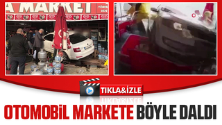 Kontrolden çıkan otomobil markete daldı