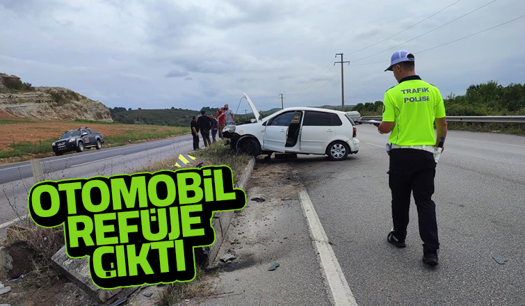 Kontrolden çıkan otomobil refüje çarptı: 1 yaralı