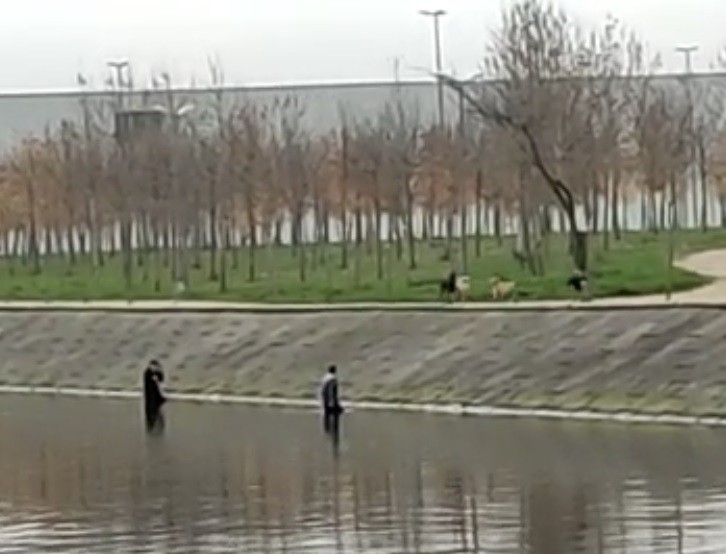 Köpeklerin korkusundan dereye kaçtılar
