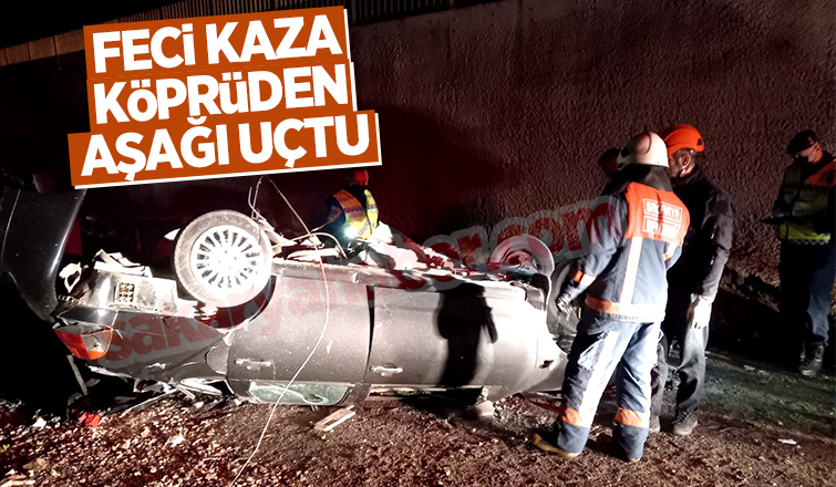 Köprüden aşağı düşen otomobilden sağ çıktı
