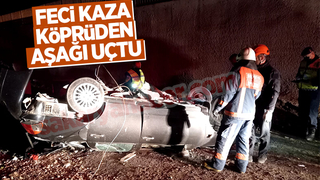 Köprüden aşağı düşen otomobilden sağ çıktı
