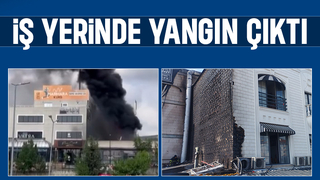 Korku dolu anlar; İş yerindeki yangın binayı sardı