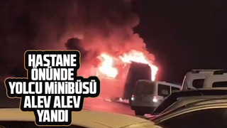 Korucukta yolcu minibüsü yandı