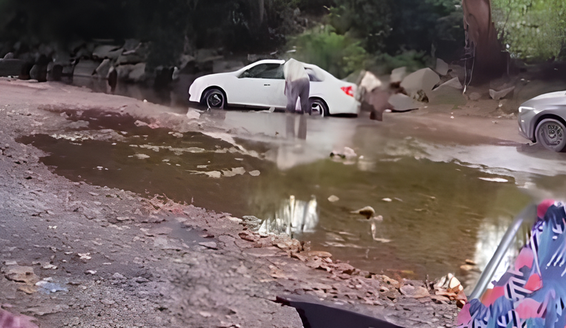 Koruma altındaki derede araç yıkadılar