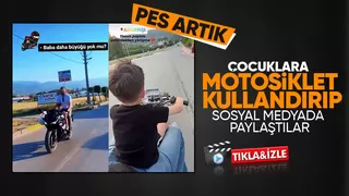 Küçük çocuklara motosiklet kullandırıp sosyal medyada paylaştılar