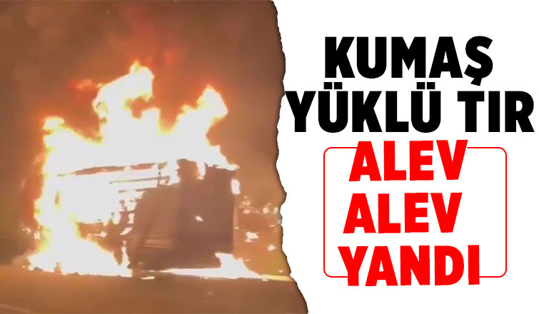 Kumaş yüklü tır küle döndü