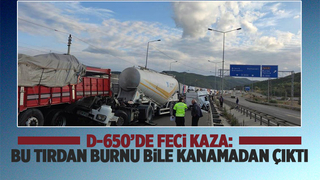 Kupası kopan tırdan burnu bile kanamadan çıktı