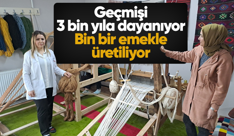 Kursiyerler 3 bin yıllık geçmişi olan Yağcı bedir halısı üretiyor