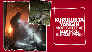 Kuruluk alev aldı eşyalar yandı