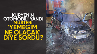 Kuryenin aracı yandı, müşterinin tek derdi siparişi oldu