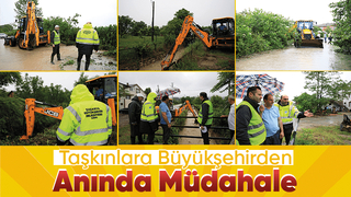 Kuvvetli yağışa Büyükşehir Belediyesi’nden anında müdahale