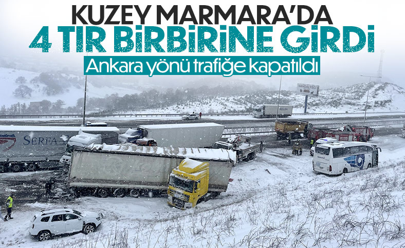 Kuzey Marmara Otoyolu'nda 4 tır birbirine girdi