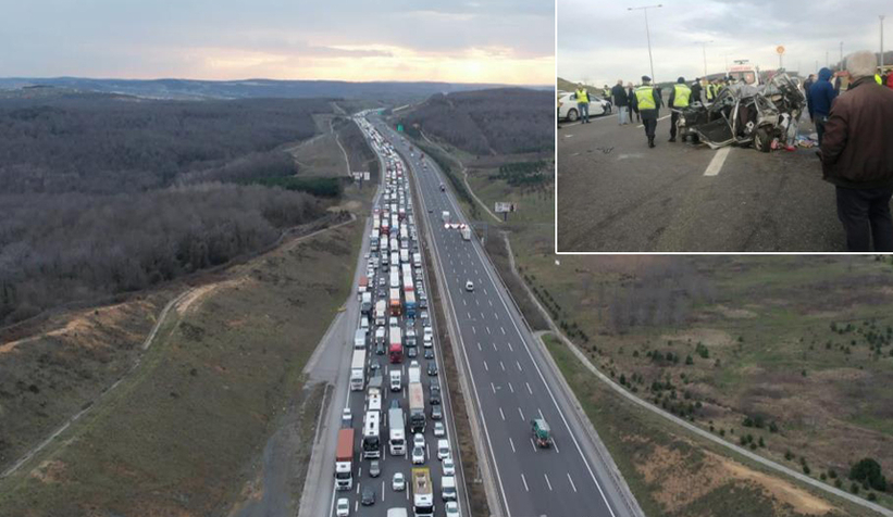 Kuzey Marmara Otoyolu'nda kaza, kilometrelerce araç kuyruğu oluştu