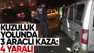 Kuzuluk yolunda zincirleme kaza 4 yaralı