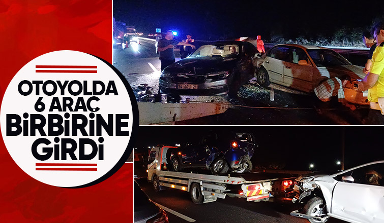 Lastik patladı 6 araç birbirine girdi