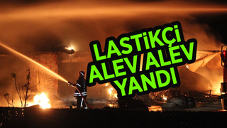 Lastikçi alev alev yandı