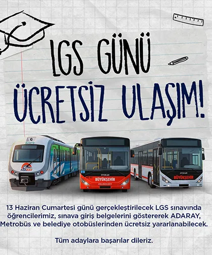 LGS’ye girecek öğrencilere ulaşım ücretsiz