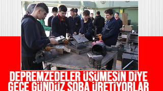 Liseli öğrenciler depremzedeler için soba yapıyor