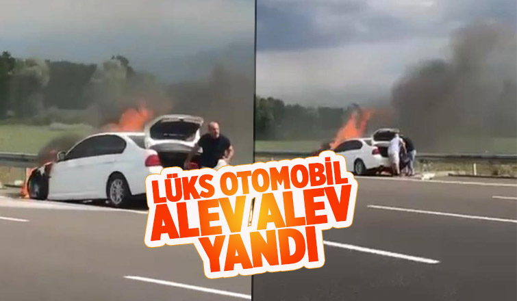 Lüks otomobil Kuzey Marmara’da alevlere teslim oldu