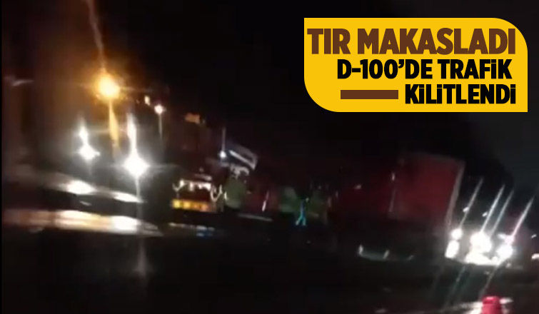 Makaslayan tır karayolunu kapadı