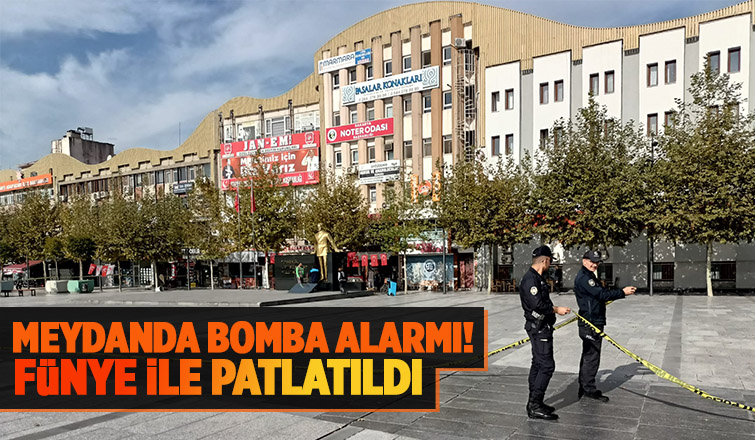 Meydanda şüpheli paket fünye ile patlatıldı