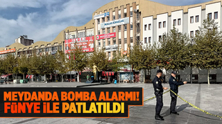 Meydanda şüpheli paket fünye ile patlatıldı