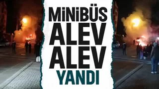 Minibüs alev topuna döndü
