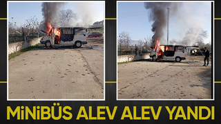 Minibüs alevlere teslim oldu