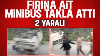 Minibüs takla attı 2 yaralı
