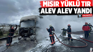 Mısır yüklü Tır alevlere teslim oldu