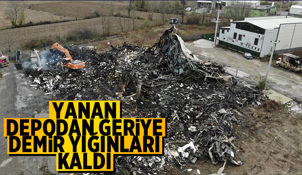 Mobilya deposundan geriye sadece demir yığınları kaldı