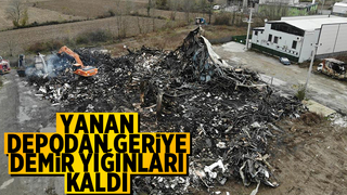 Mobilya deposundan geriye sadece demir yığınları kaldı