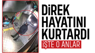 Moto kurye direk sayesinde hayatta kaldı; İşte o anlar