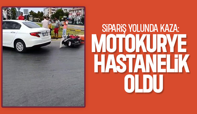 Motokurye otomobil ile çarpıştı