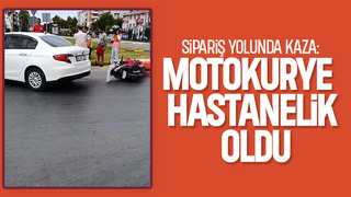Motokurye otomobil ile çarpıştı