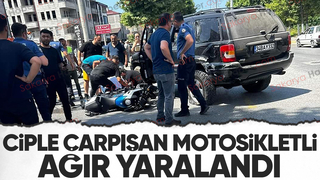 Motosiklet sürücüsü kazada ağır yaralandı