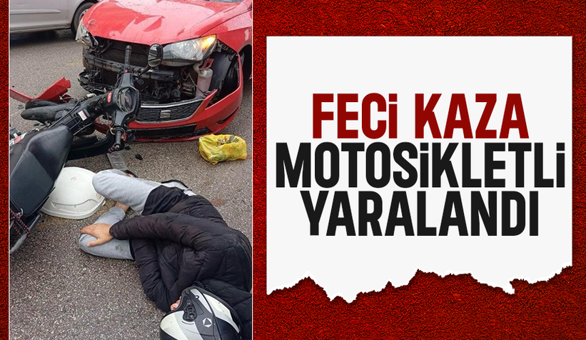 Motosiklet ve otomobil kafa kafaya çarpıştı