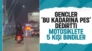 Motosiklete 5 kişi bindiler