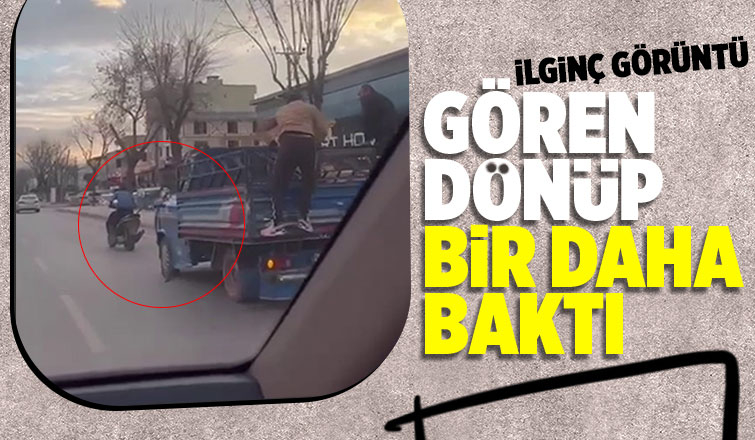 Motosikletle kamyoneti çekti