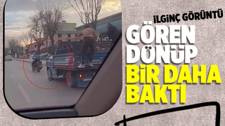Motosikletle kamyoneti çekti