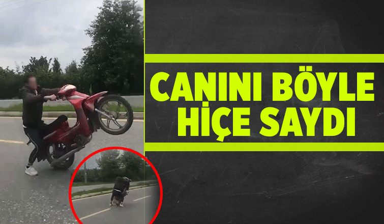 Motosikletli gencin tehlikeli oyunu kamerada