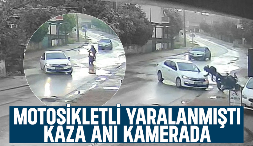 Motosikletli kadının yaralandığı kaza kamerada