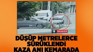 Motosikletlinin düştüğü kaza kamerada