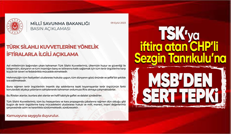 MSB'den Sezgin Tanrıkulu'nun iftirasına tepki: Gaflet ve delalet içindeler
